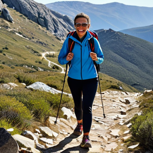 Home 11 Hiker on a Trail**
"A hiker, fully clothed in appropriate outdoor gear, walking on a well-marked mountain trail. She is wearing comfortable, secure-fitting sports earbuds. Scenic view of the Serra da Estrela mountains in the background. Bright daylight. Safe for work, appropriate content, modest attire, professional photography, perfect anatomy, natural proportions, well-formed hands, proper finger count, natural pose, high quality, family-friendly."
**