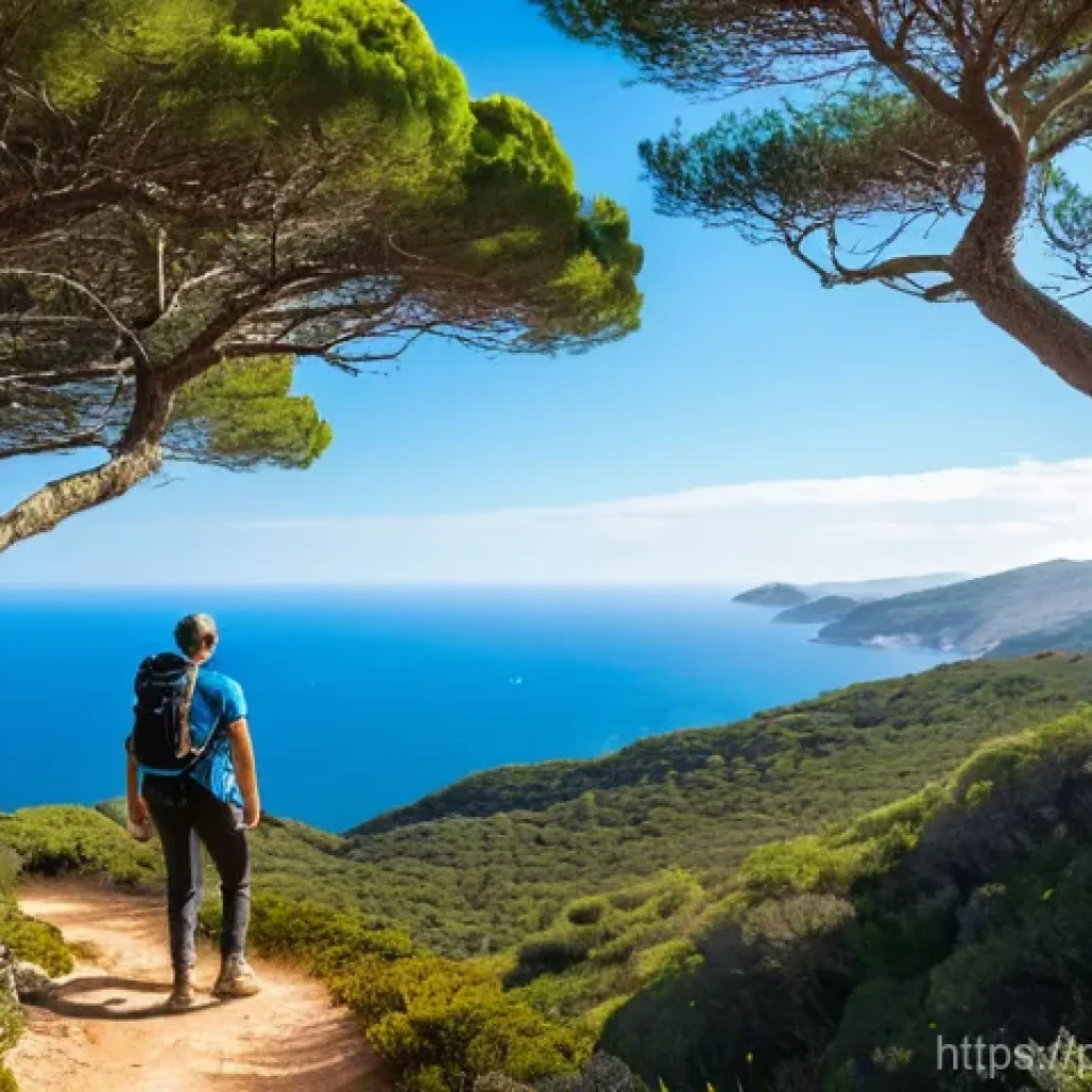 등산과 트레일 러닝의 차이 - **Image Prompt: Reflective Trail Walker in Arrábida**
A lone hiker, wearing practical and comfor...