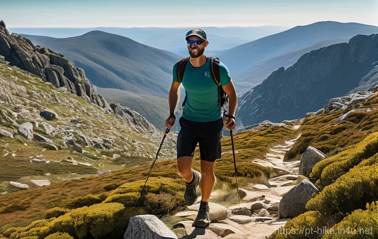 등산 스틱 소재별 장단점 - **Lightweight Agility with Carbon Poles in Serra da Estrela**
A male hiker in his late 20s to ea...